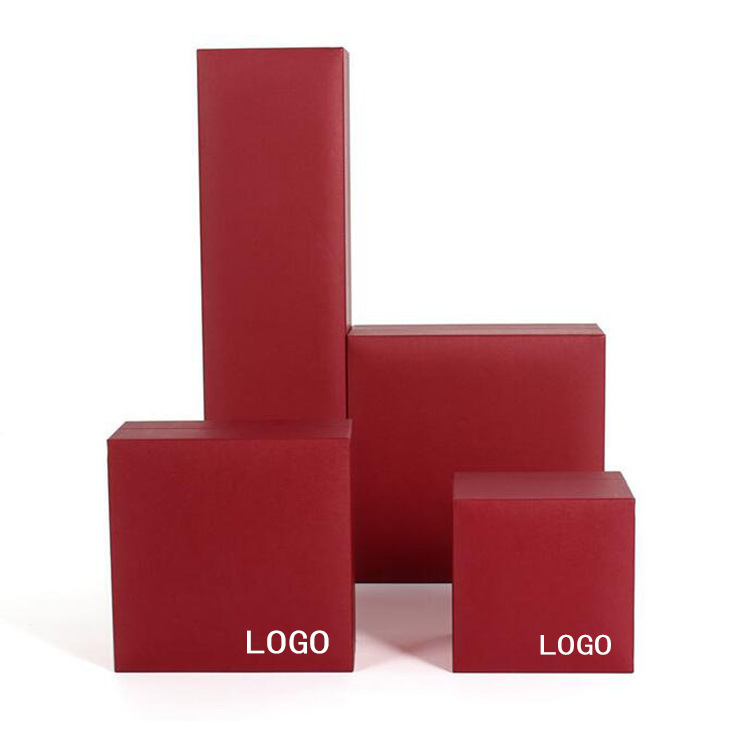 Hot sale New style red leatherette paper box with plastic wrap velvet ring pendant bracelet necklace custom 
 packing box
