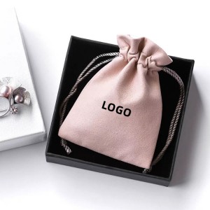 pink suede Jewelry pouch with drawstring from China