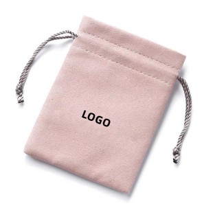 pink suede Jewelry pouch with drawstring from China