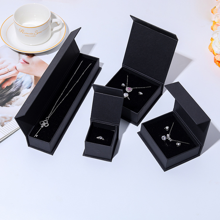 Custom logo luxury red and black paper box magnetic gift jewelry packaging box for ring earring bangle necklace
