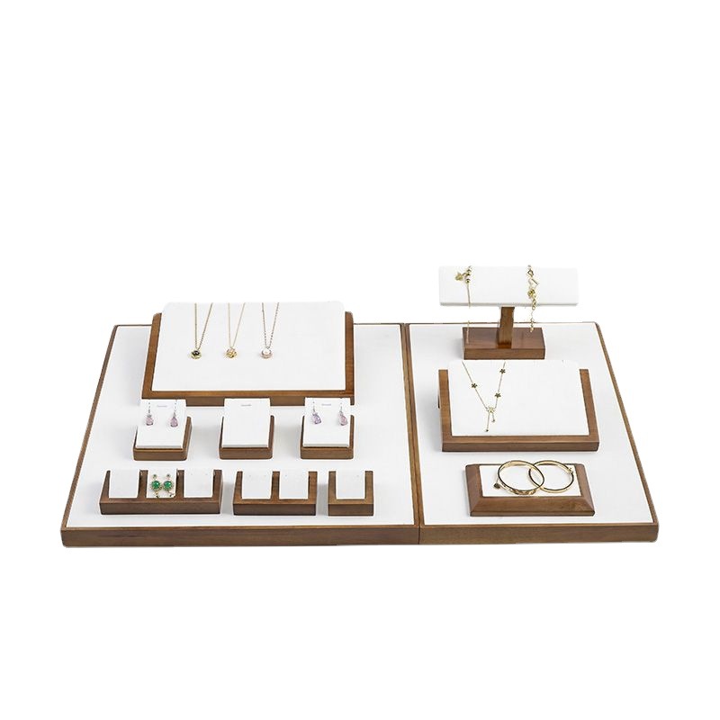Customization Wholesale white Pu leather with MDF Jewellery set Display  from factory 