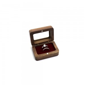 square jewelry wooden box for double ring