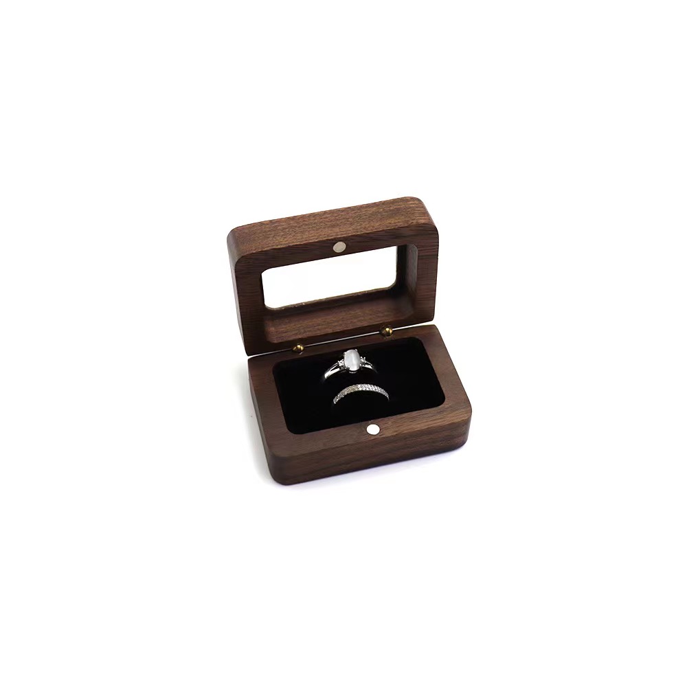 square jewelry wooden box for double ring