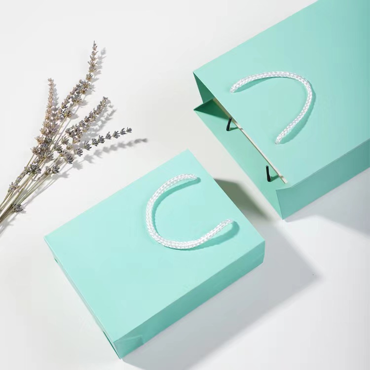 Wholesale Custom Printed Logo Packaging  bags Gift Craft Shopping Paper Bag With Ribbon Handles