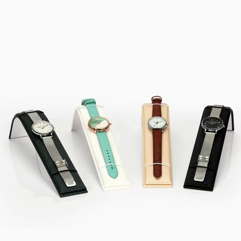 Popular Pu leather wrap metal display stand for watch